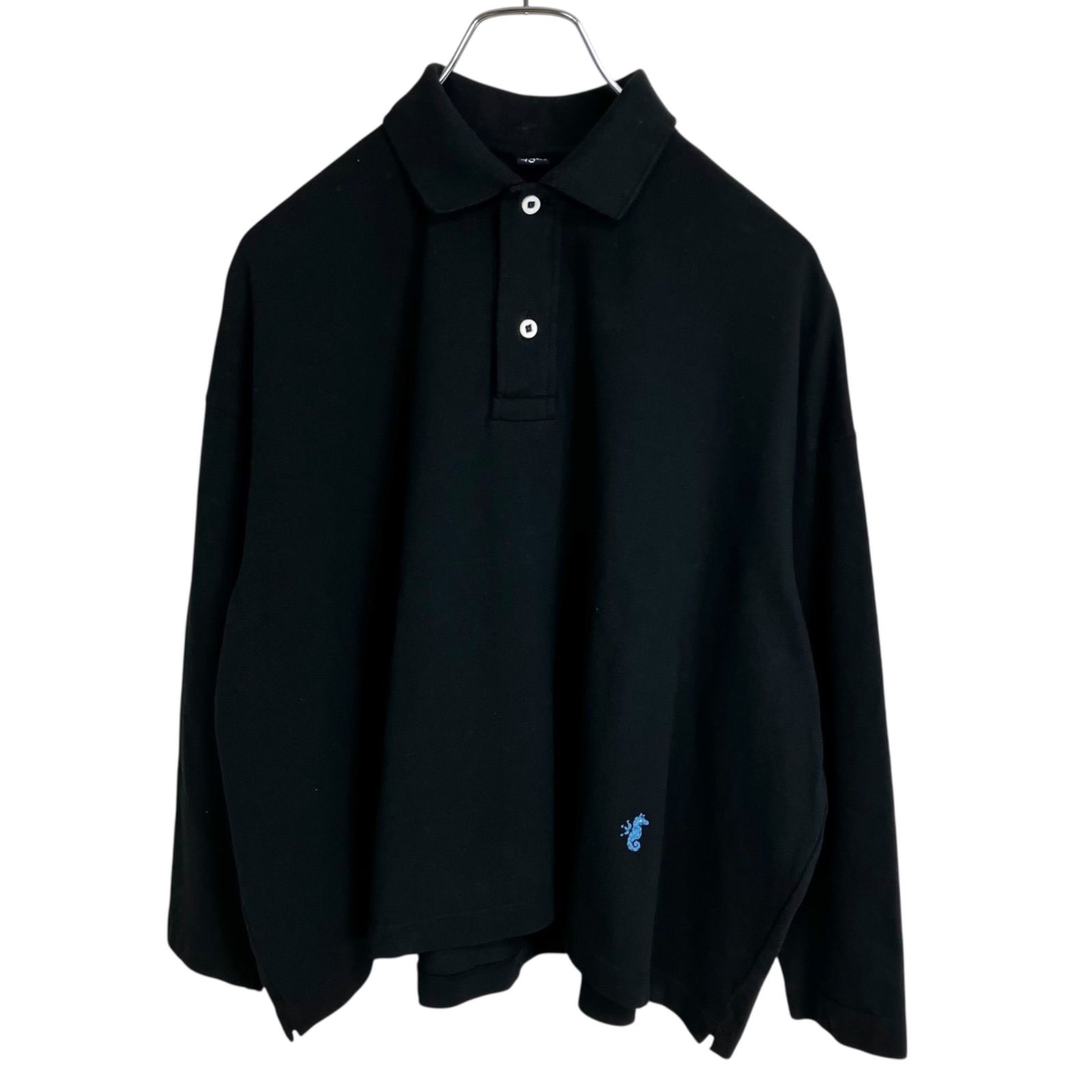 45R カノコMポロシャツ ブラック 黒 長袖 刺繍 50471491
