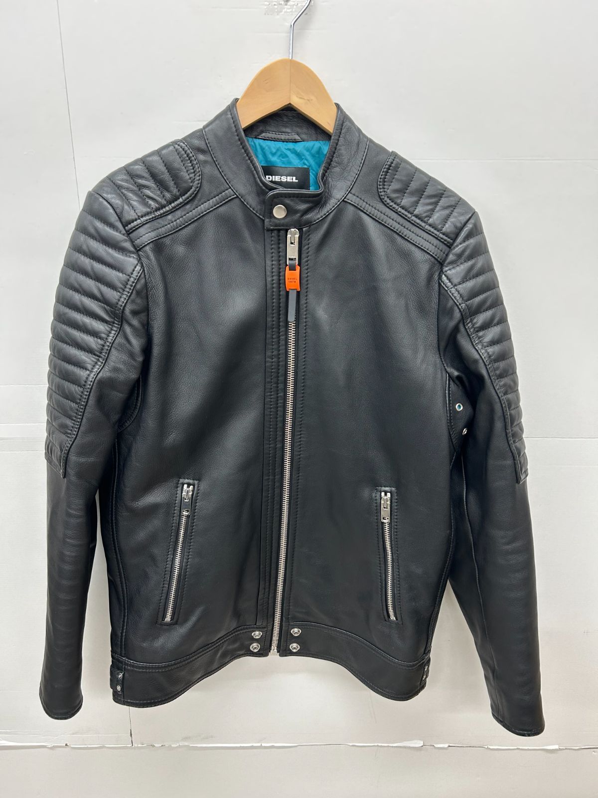 美中古 ディーゼル ラム レザー シングル ライダース ジャケット S
