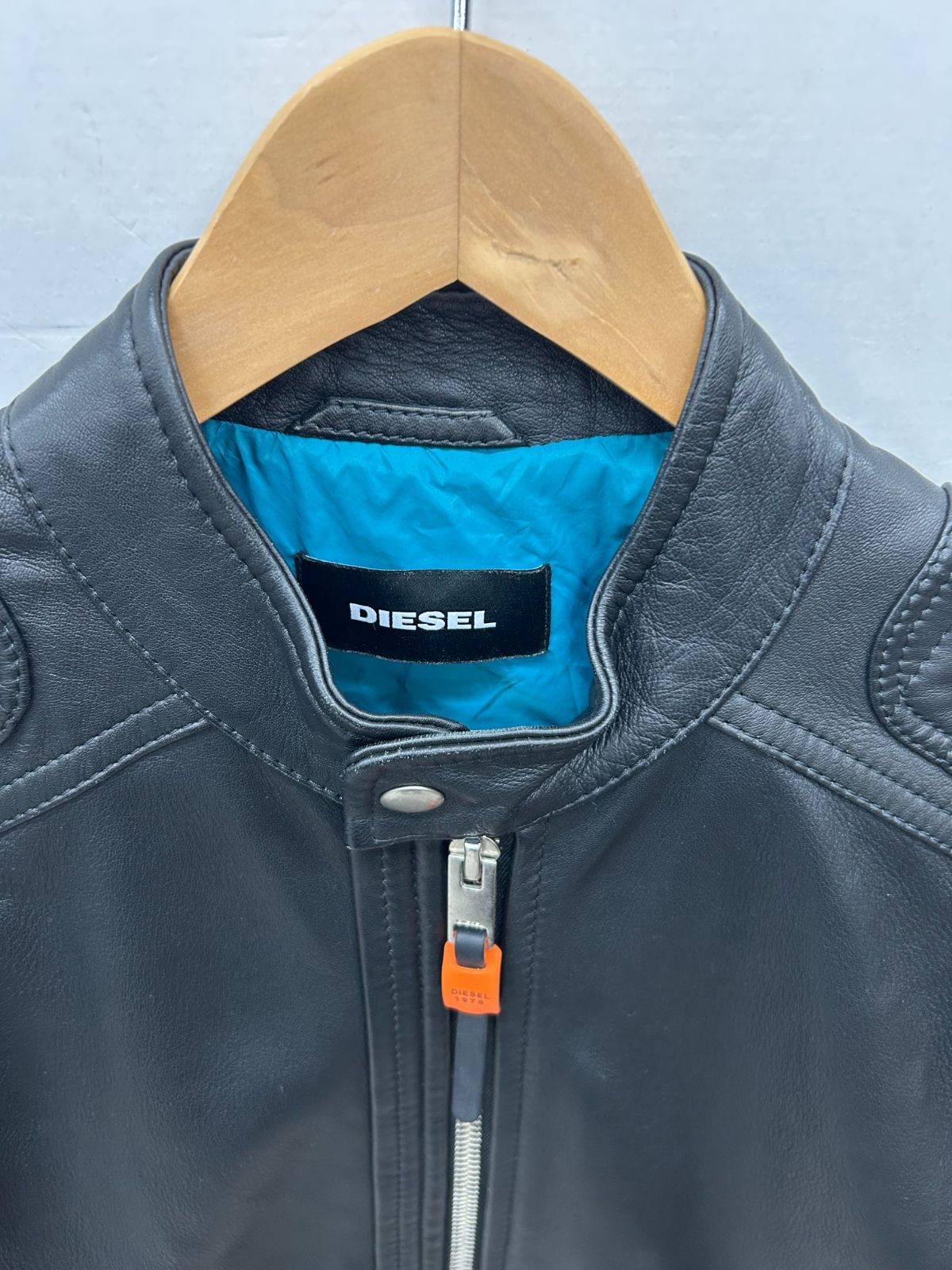 美中古 ディーゼル ラム レザー シングル ライダース ジャケット S