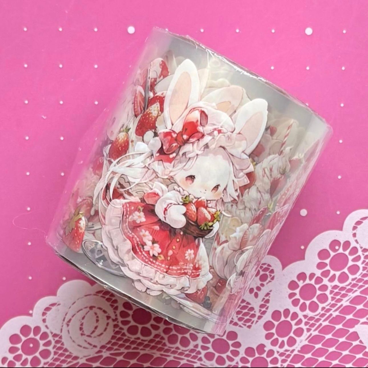 贝壳光 6cm×10m 慕斯兔兔 海外マスキングテープ 海外マステ ウサギ