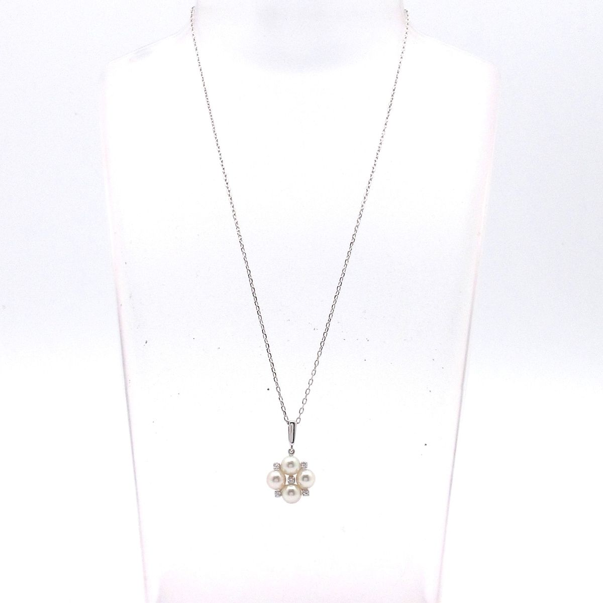 mikimoto ミキモト ネックレス - K 18 WG×ダイヤモンド×パール 4 Pパール 約5 mm～5.5 mm