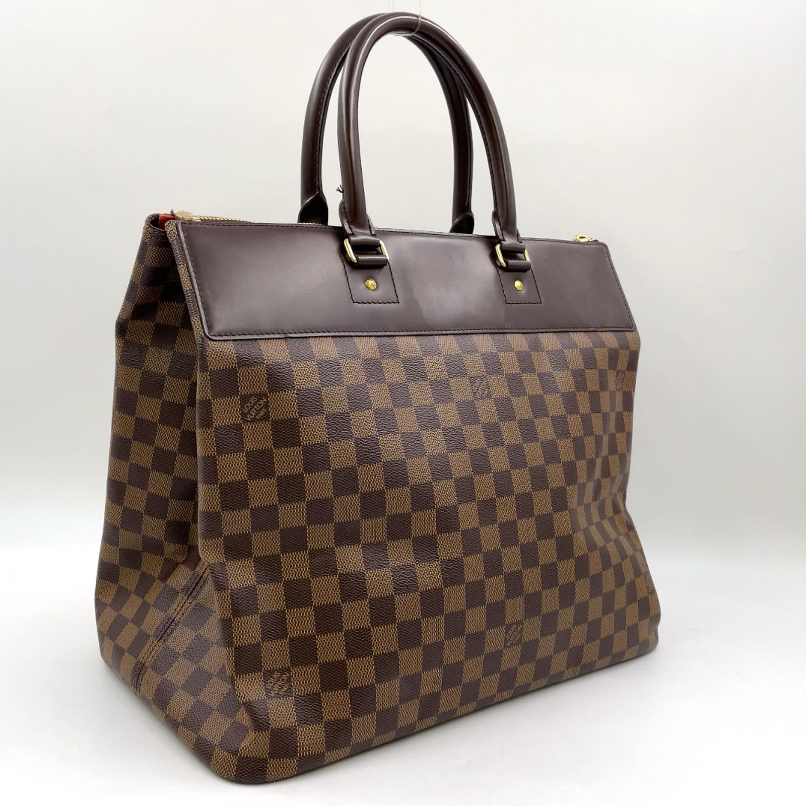 LOUIS VUITTON グリニッジPM ダミエエベヌ ダミエエベヌ レザー×PVC ブラウン ボストンバッグ ゴールド N41165