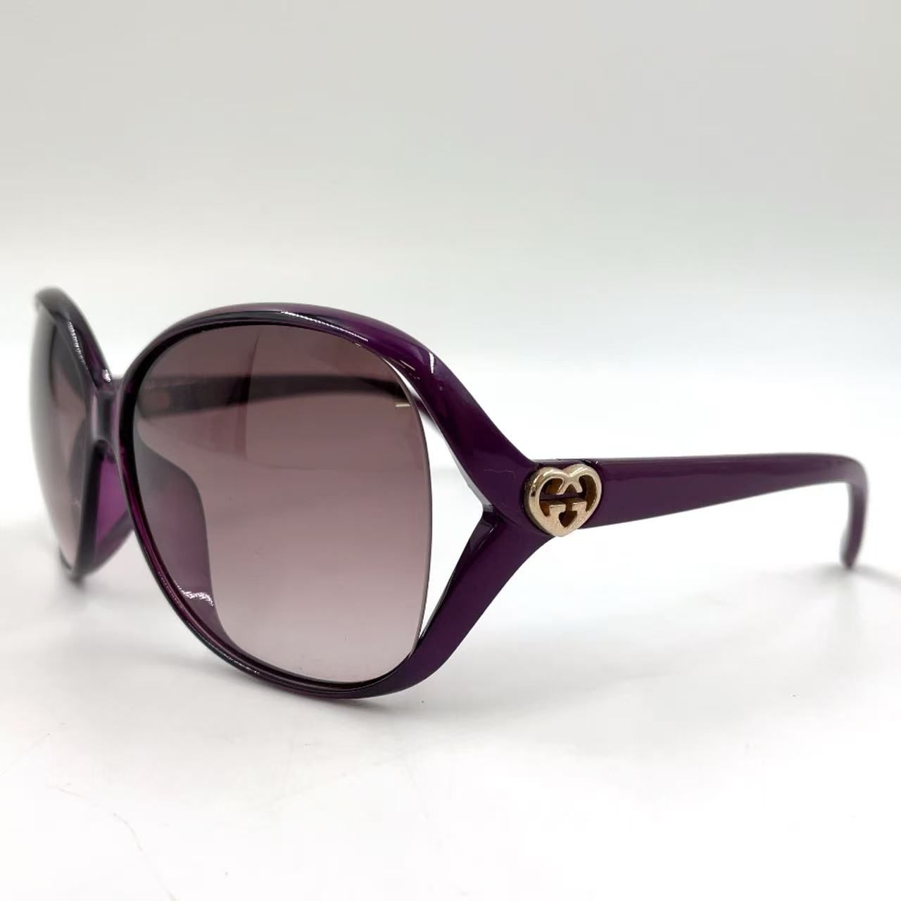 GUCCI ハートGG ロゴ プラスチック パープル サングラス ゴールド