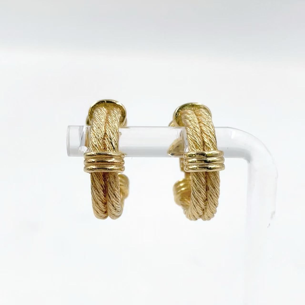 Christian Dior ツイストロープ サークル メタル ゴールド イヤリング ゴールド