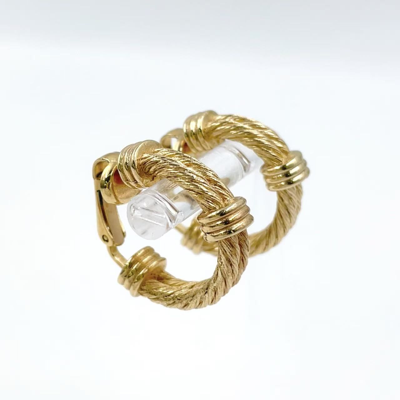 Christian Dior ツイストロープ サークル メタル ゴールド イヤリング ゴールド