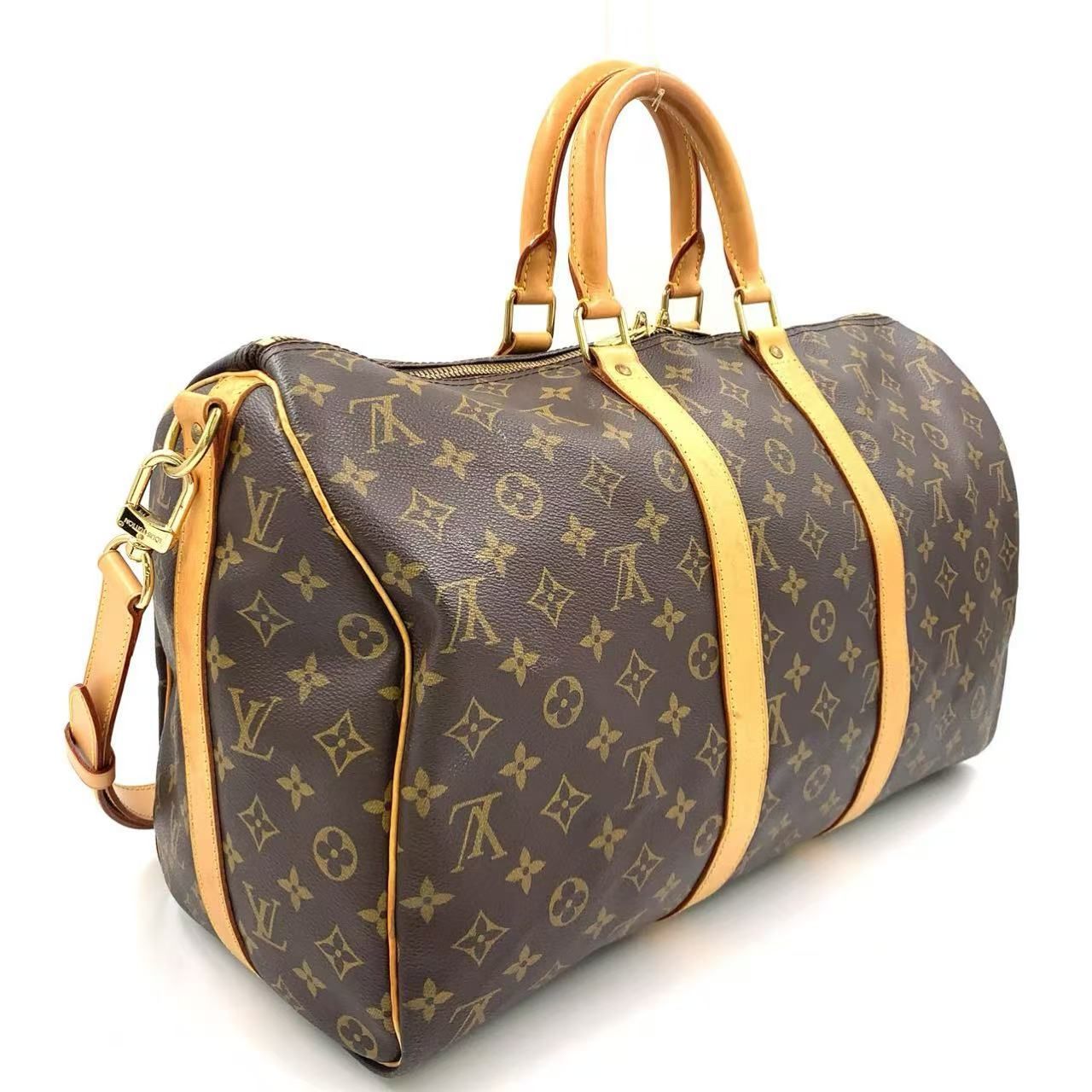 LOUIS VUITTON キーポル バンドリエール45 モノグラム モノグラム レザー×PVC ブラウン ボストンバッグ ゴールド M41418