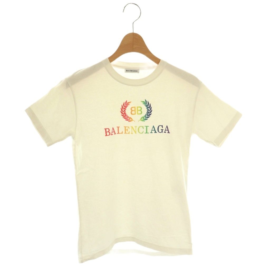 バレンシアガ BALENCIAGA BBロゴ Tシャツ カットソー 半袖 XS 白 ホワイト AT OS