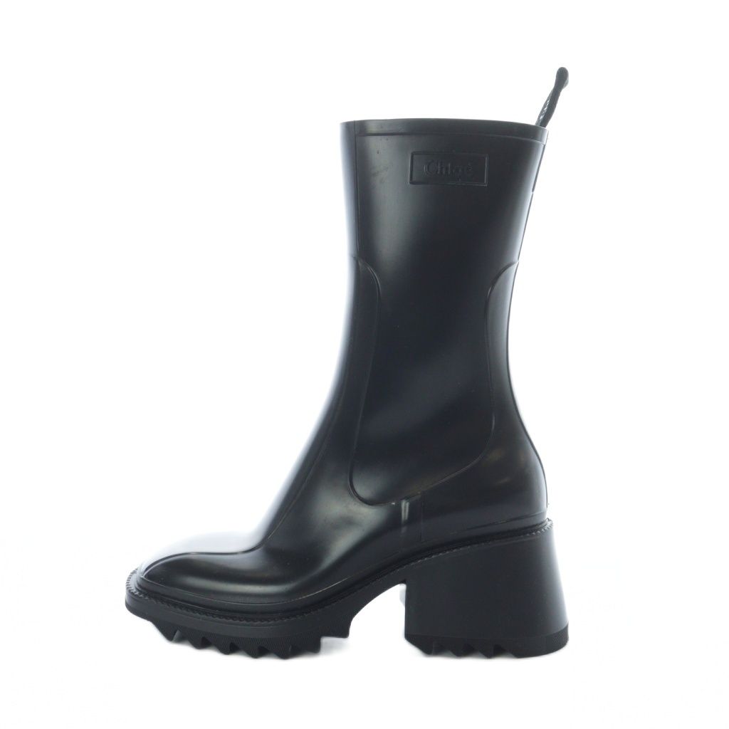 クロエ CHLOE BETTY レインブーツ 長靴 36 23 cm 黒 ブラック チャンキーソール ブロックヒール RI OS