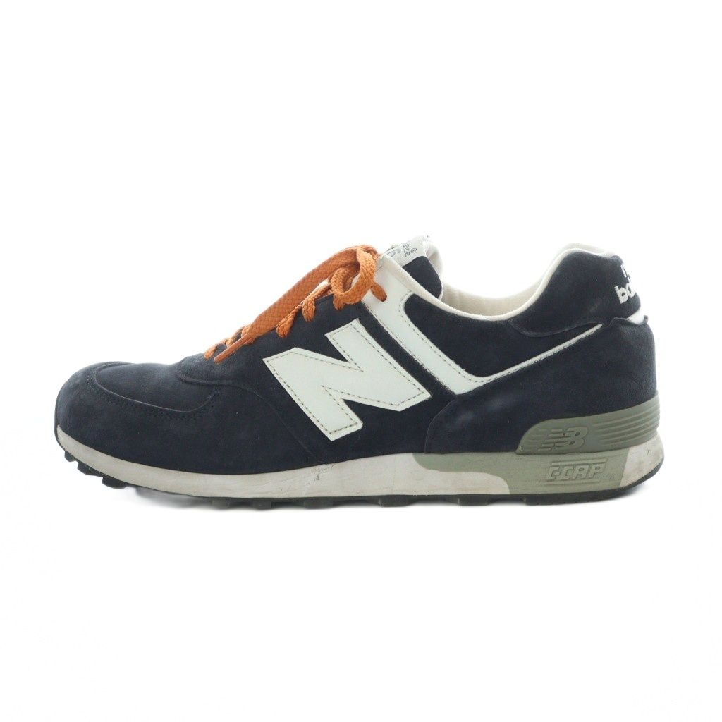 ニューバランス NEW BALANCE スニーカー スエードレザー 本革 UK9 27.5cm ネイビー 白 ホワイト オレンジ M576DNW RI OS
