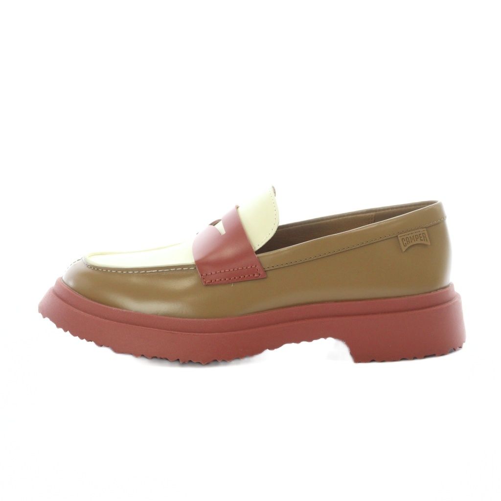 カンペール CAMPER ツインズ Twins コインローファー ドレスシューズ レザー 本革 37 23.4 cm マルチ 赤 レッド 白 ホワイト ブラウン K 201116-030 RI OS