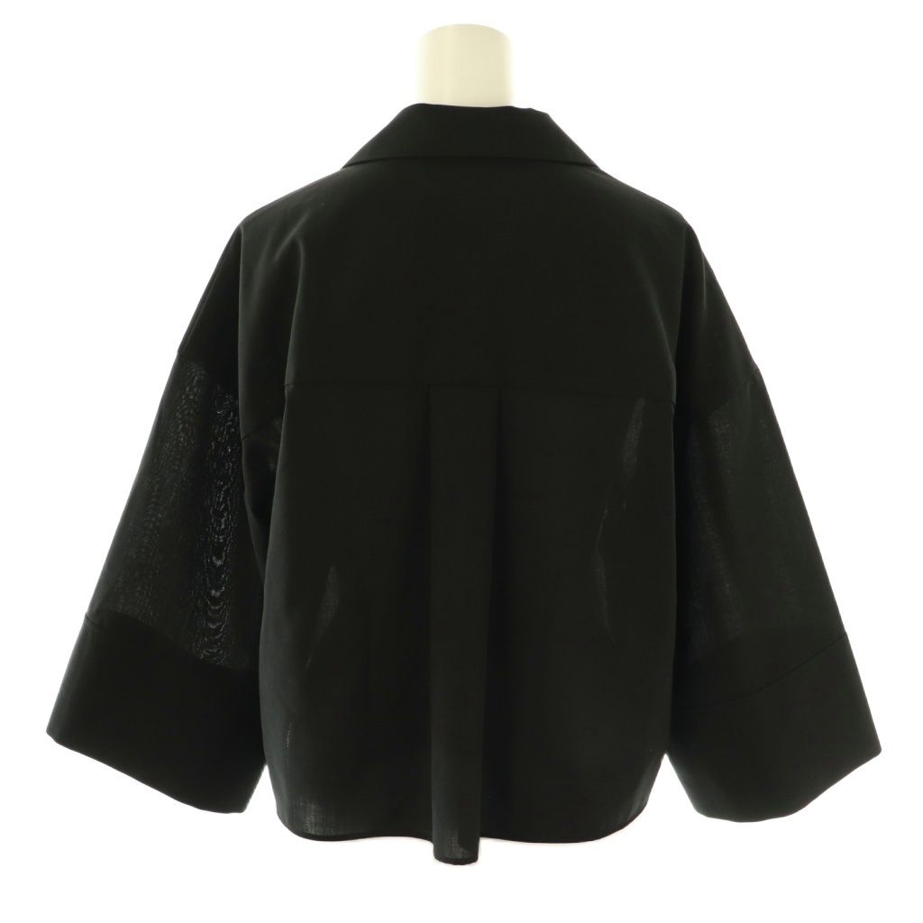 エンフォルド ENFOLD 25 AW OPEN-COLLAR CROPPED SHIRT オープン シャツ 38 ブラック DF OS SH