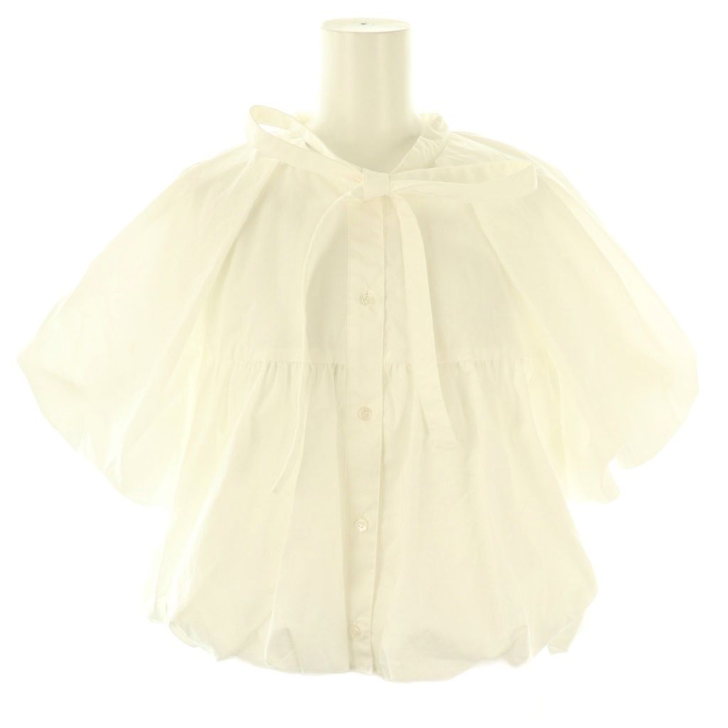 OHGA オーガ 25SS LANTAN ランタンブラウス シャツ 前開き ギャザー F 白 ホワイト リボン CX OS