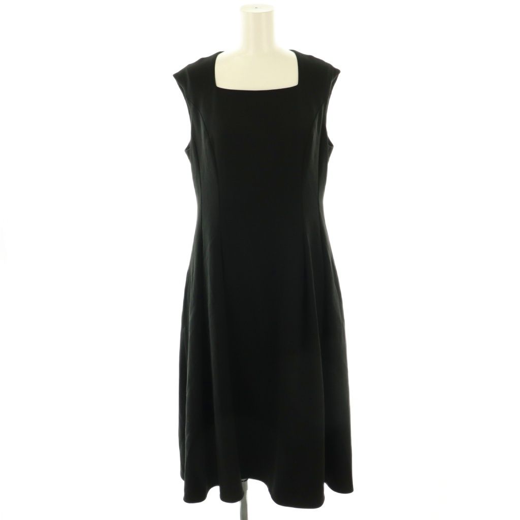 ルネ Rene 23年 スクエアネック ワンピース ひざ丈 ミディ丈 36 ブラック 5336110 DF OS
