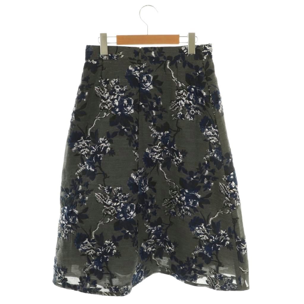 ルネ Rene ジャガード Aラインスカート ロング 38 グレー マルチ 6234150 DF OS