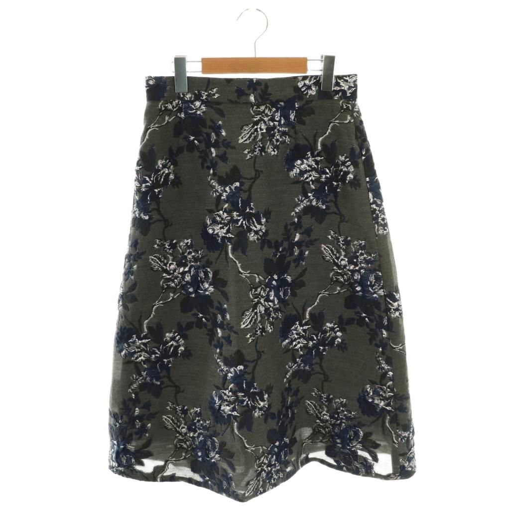 ルネ Rene ジャガード Aラインスカート ロング 38 グレー マルチ 6234150 DF OS