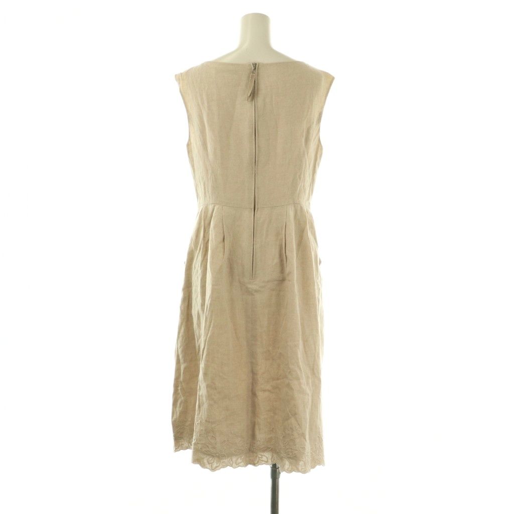 フォクシー FOXEY アマリリス ワンピース ひざ丈 リネン 42 ベージュ 40949 DF OS