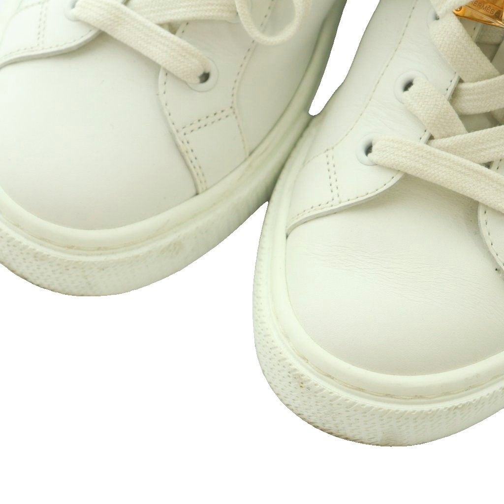  エルメス HERMES デイ ケリーバックル スニーカー シューズ 37.5 24.5 cm 白 ホワイト MI OS スニーカー 靴