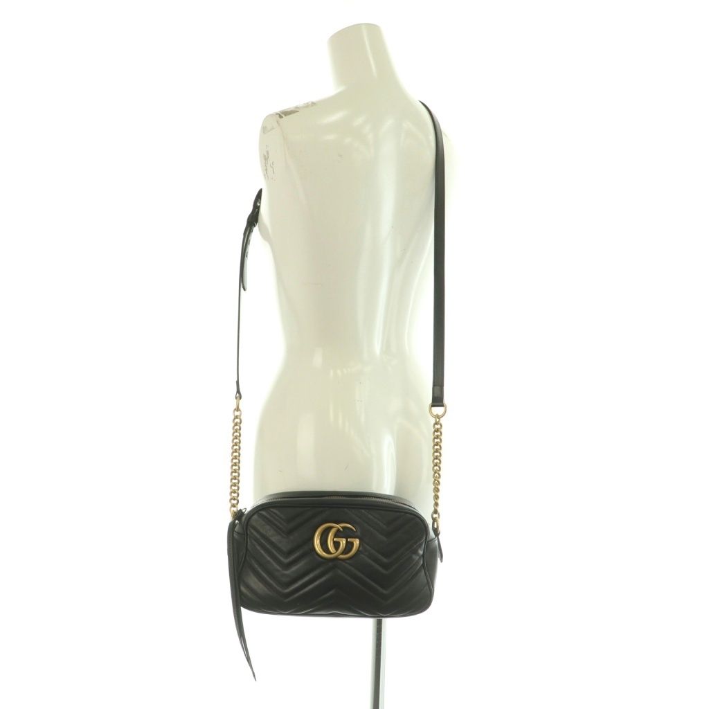 グッチ GUCCI GGマーモント ショルダーバッグ キルティングレザー 黒 ブラック 447632 MI OS OH DECORATOM_COM_BR