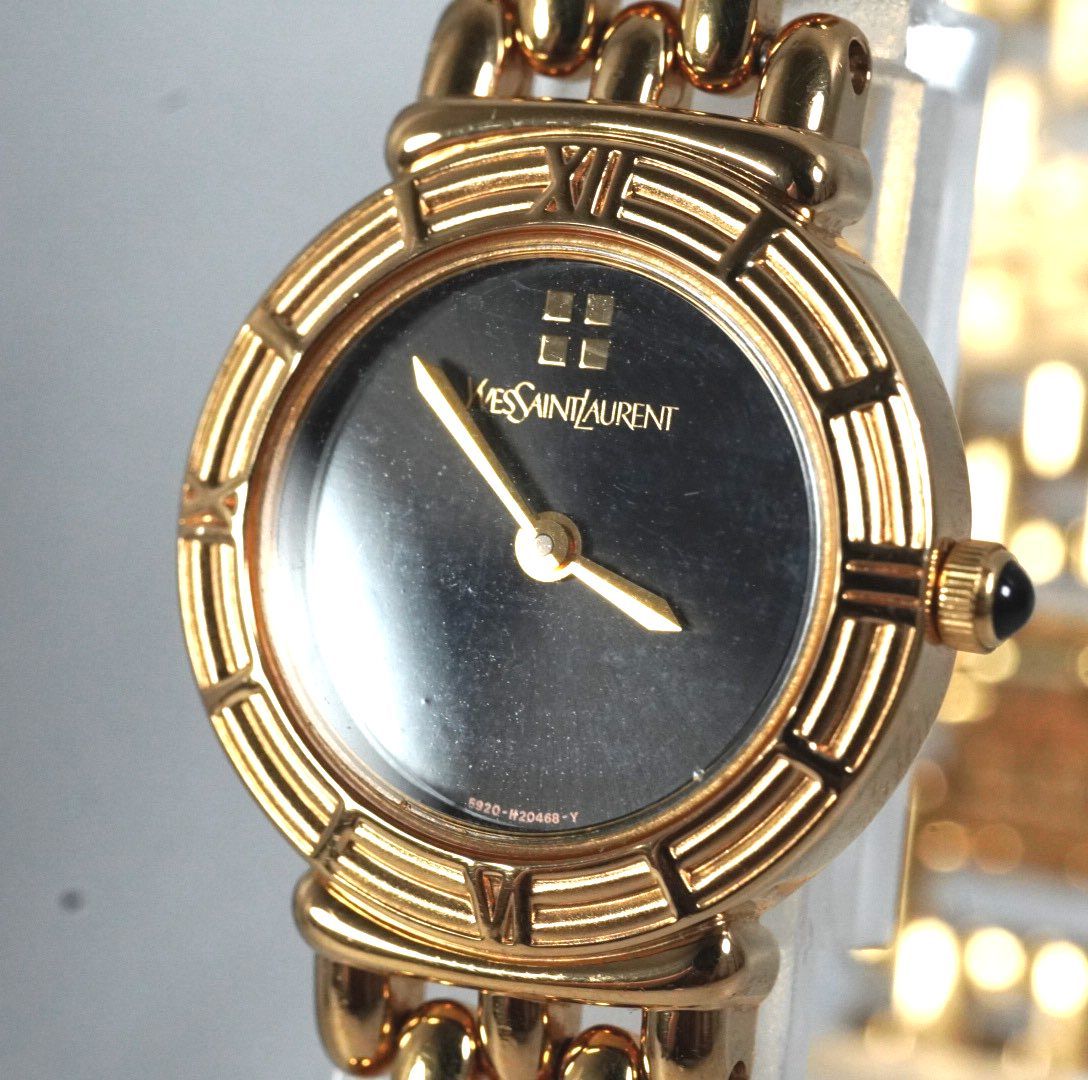 YSL イヴサンローラン ゴールド シェル バングル レディース 腕時計 激レア 稼働品】Yves Saint Laurent YSL イヴサンローラン 腕時計 レディース