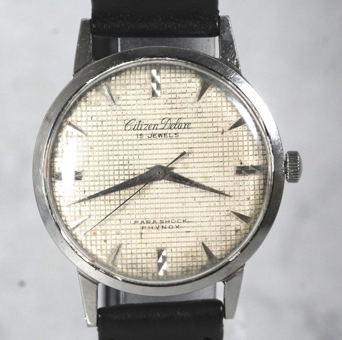 希少格子柄】シチズン デラックス Citizen Deluxe 手巻き 19jewels 19
