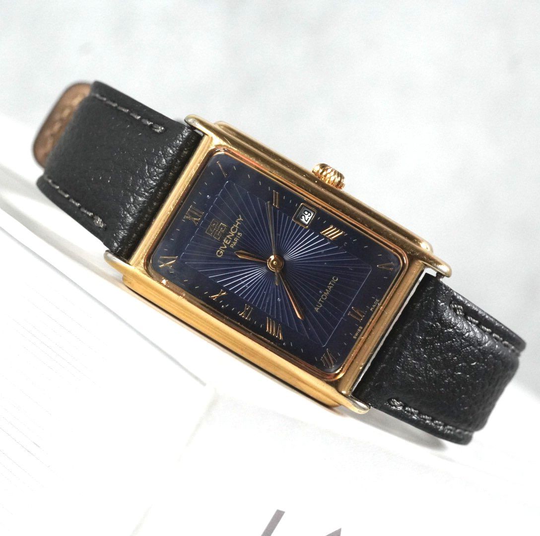 GIVENCHY 自動巻き時計 ゴールド 希少/激レア】ジバンシイ 自動巻 オープン スケ 腕時計 ゴールド 希少