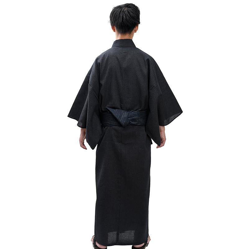 江戸てん メンズ浴衣しじら織り 2点セット グレー 706 M