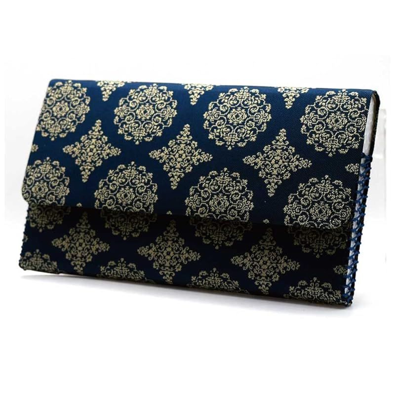 三ツ折 帛紗ばさみ 懐紙入稜華文錦 ネイビー 龍村裂 龍村美術織物 茶道具