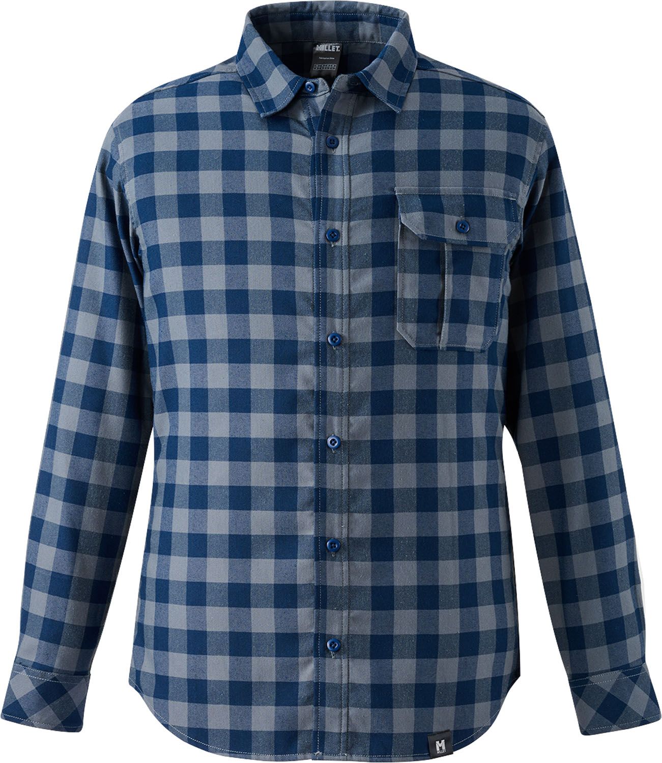 ミレー MILLET アウトドア THERMO CHECK SHIRT LS M 長袖シャツ ロングスリーブ トップス ウェア 保温性 速乾性 軽量性 秋 冬 フランネル 胸ポケット 登山 MIV03136 N7317 SAPHIR