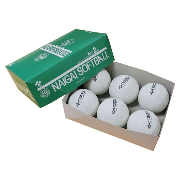 ナイガイ NAIGAI ナイガイ ソフトボール 検定2号 コルク芯 半ダース 6個 セット 136101 ホワイト 抗菌 部活 練習 トレーニング 試合 大会 体育 クラブ活動 S2C -