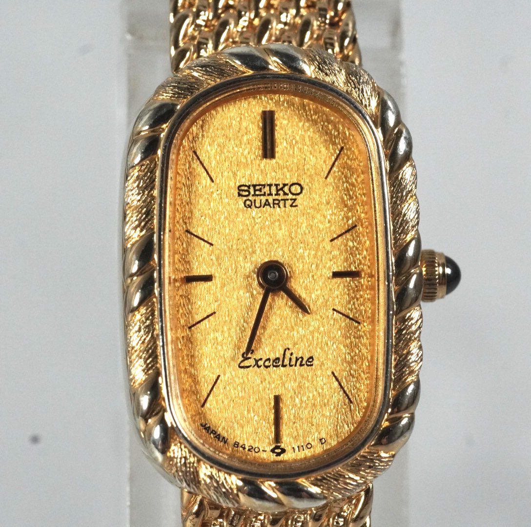 稼動品　SEIKO エクセリーヌ　アンティークデザイン　ゴールドメッシュ　腕時計 美品】SEIKO セイコー Exceline エクセリーヌ 腕時計 レディース