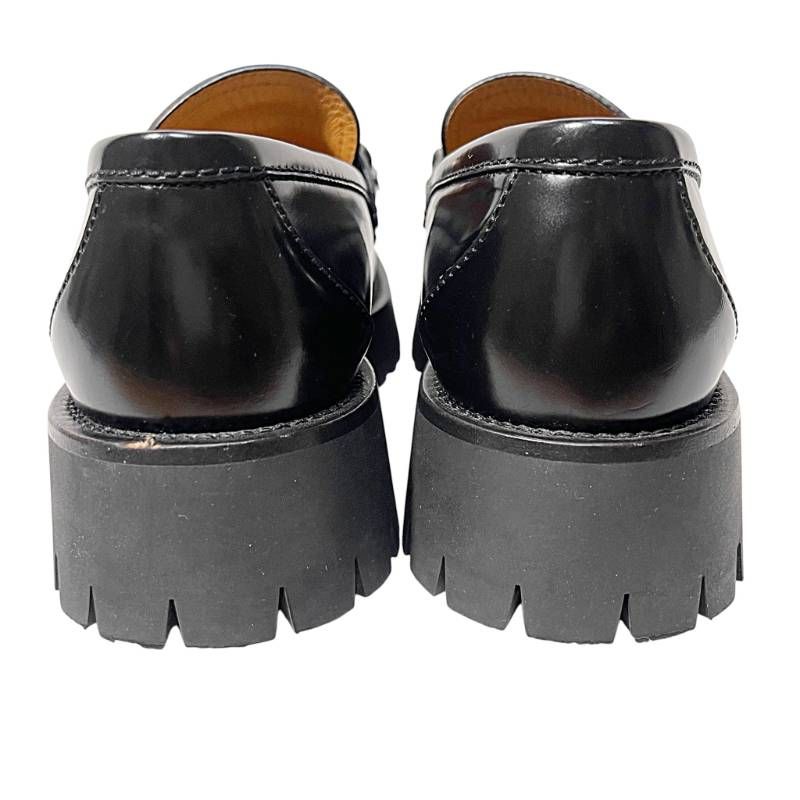人気商品 GUCCI グッチ 37.5 24.5cm相当 レディースローファー インターロッキングG ブラック WT5-sh