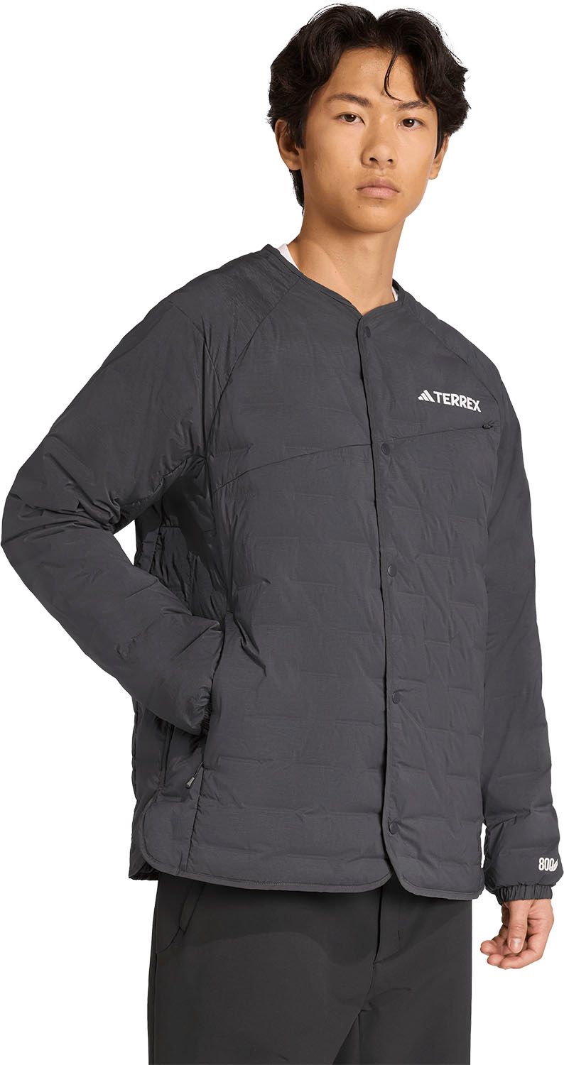 アディダス adidas アウトドア Xperior 軽量 グースダウン ジャケット 上着 ジャンパー アウター ミドルレイヤー 暖かい 保温 防水性 透湿性 ルーズフィット スナップボタン SU 199 JV 8731 カーボン