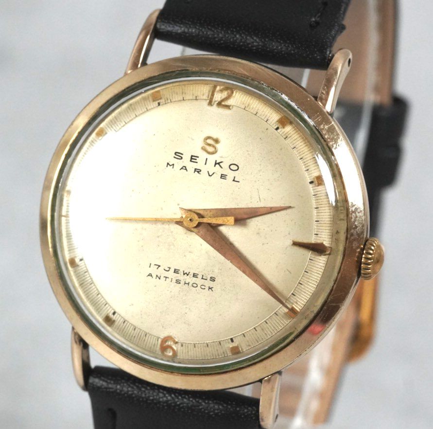 SEIKO MARVEL セイコー マーベル アンチショック 日本製 50 s 手巻き ゴールド ヴィンテージ ウォッチ antique wacth