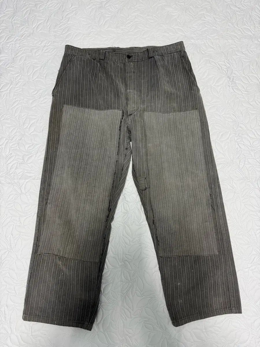 60 s フレンチウォーク パッチワーク ストライプ パンツ グレー