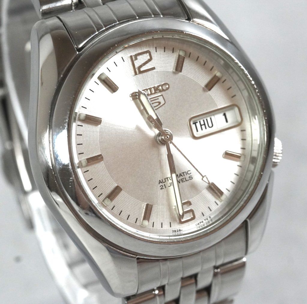 SEIKO 5 セイコー5 自動巻き automatic 7S26 シルバー文字盤 裏
