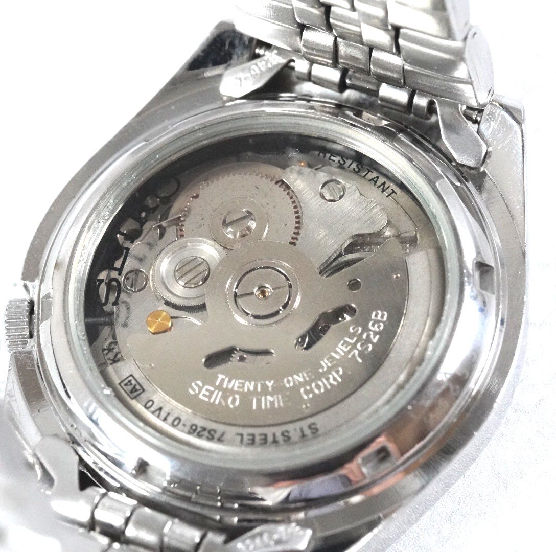 SEIKO 5 セイコー5 自動巻き automatic 7S26 シルバー文字盤 裏