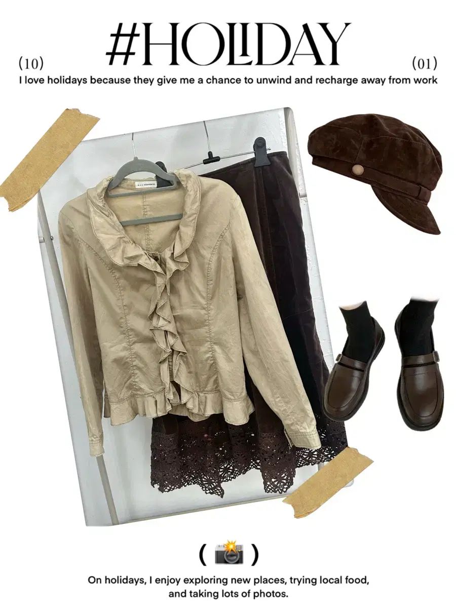 日本ヴィンテージ ラテギャル グランジ ブラウン ベージュ 秋 レーススカート コーデセット