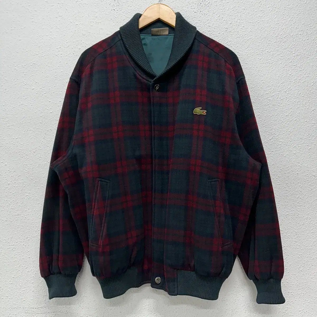 105 ラコステ メンズ ヴィンテージ チェックパターン ショール ブルゾン ジャケット N4165