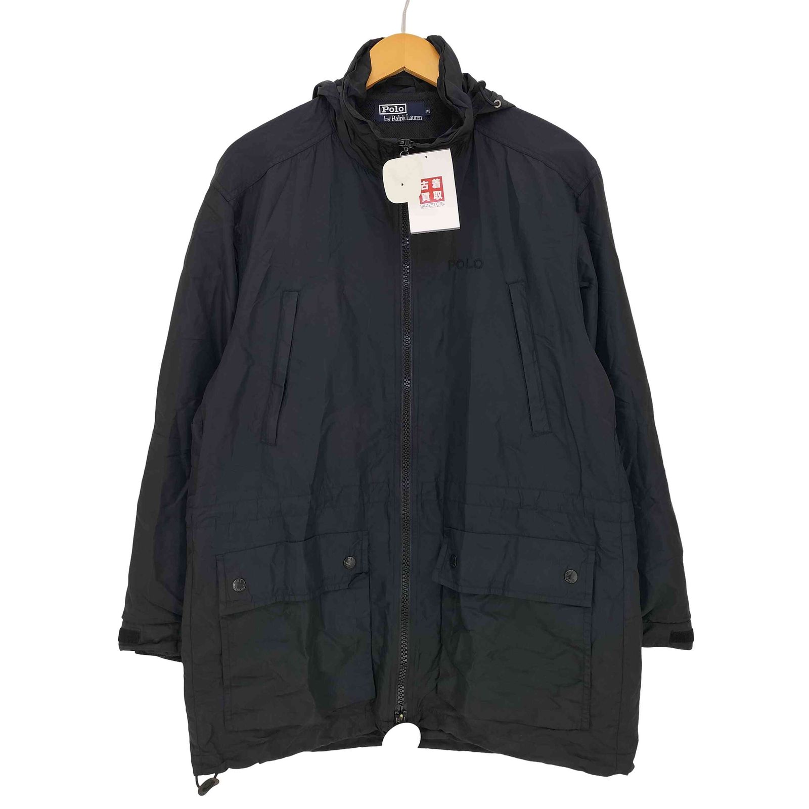 ポロバイラルフローレン Polo by RALPH LAUREN 90s 00s 刺繍 ダブルジップ 4ポケット フード付き ナイロンジャケット メンズ import M