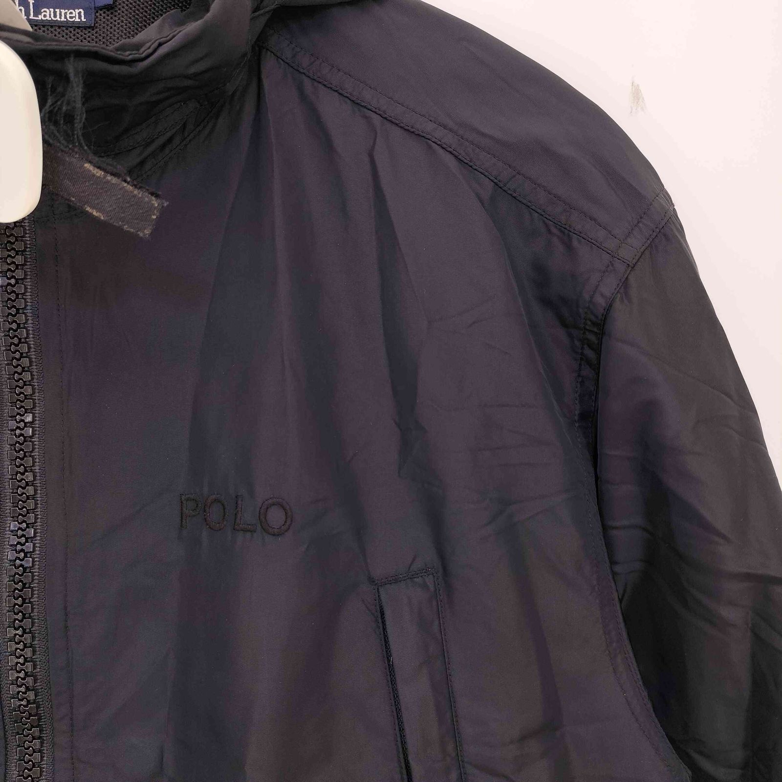 ポロバイラルフローレン Polo by RALPH LAUREN 90s 00s 刺繍 ダブルジップ 4ポケット フード付き ナイロンジャケット メンズ import M KANDAIZUMI_COM