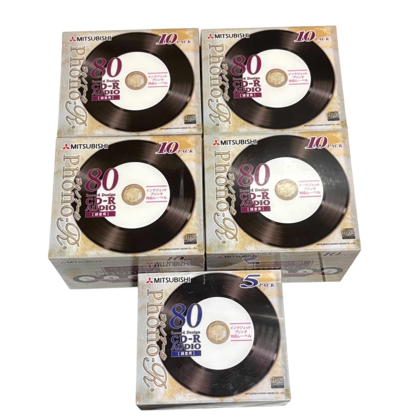 MITSUBISHI 三菱 Phono-R フォノアール 録音用CD-R 80分×10枚入り×5個 型番 MUR80PHS10 録音用CD-R 80分 5枚入り 型番 MUR80PHW5