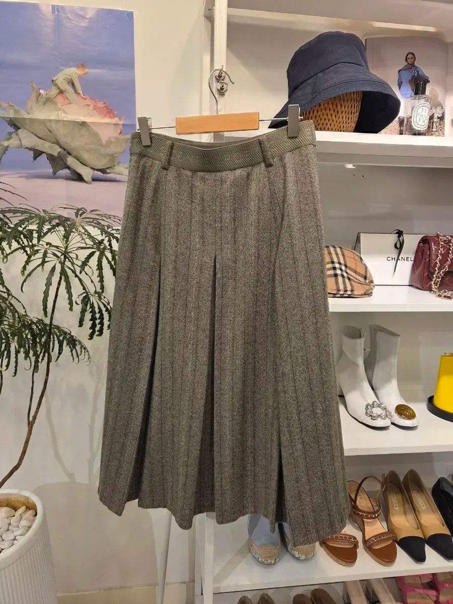 TIME ウールブレンド ヘリンボーン シャーリング スカート GULLKHAN_COM