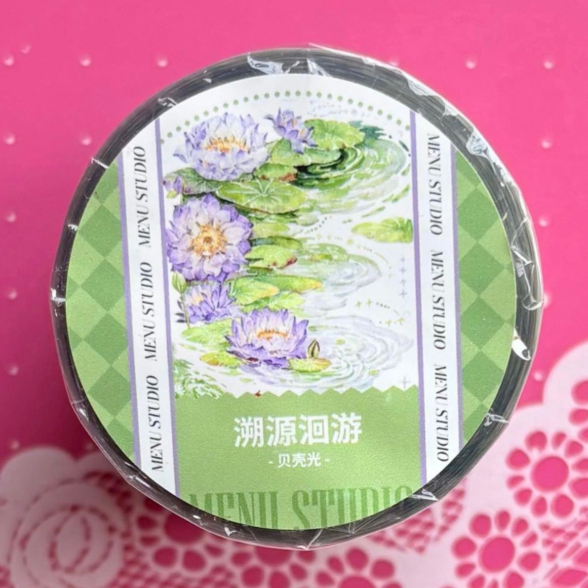 贝壳光 6.5cm×10m 溯源洄游 海外マスキングテープ 海外マステ 水面 花