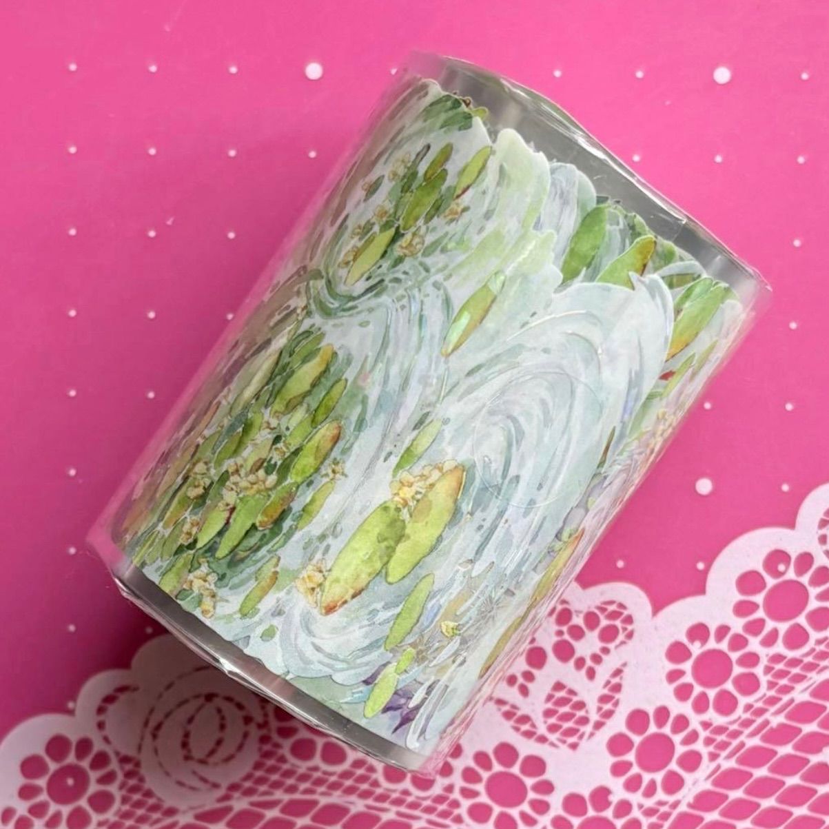 贝壳光 6.5cm×10m 溯源洄游 海外マスキングテープ 海外マステ 水面 花