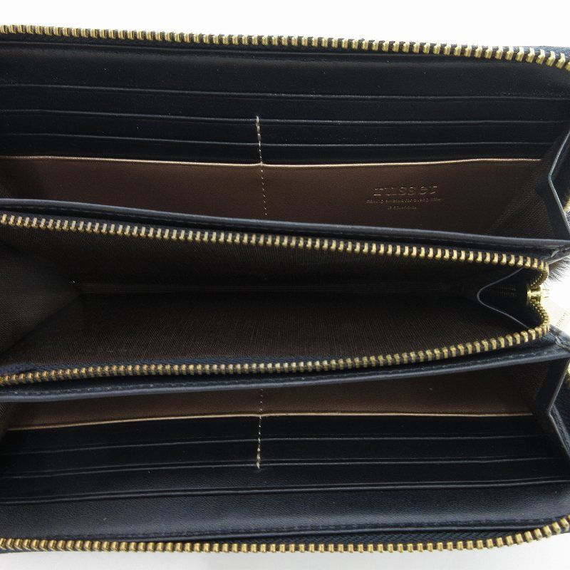 ラシット RUSSET 長財布 ラウンドファスナー モノグラム型押 紺