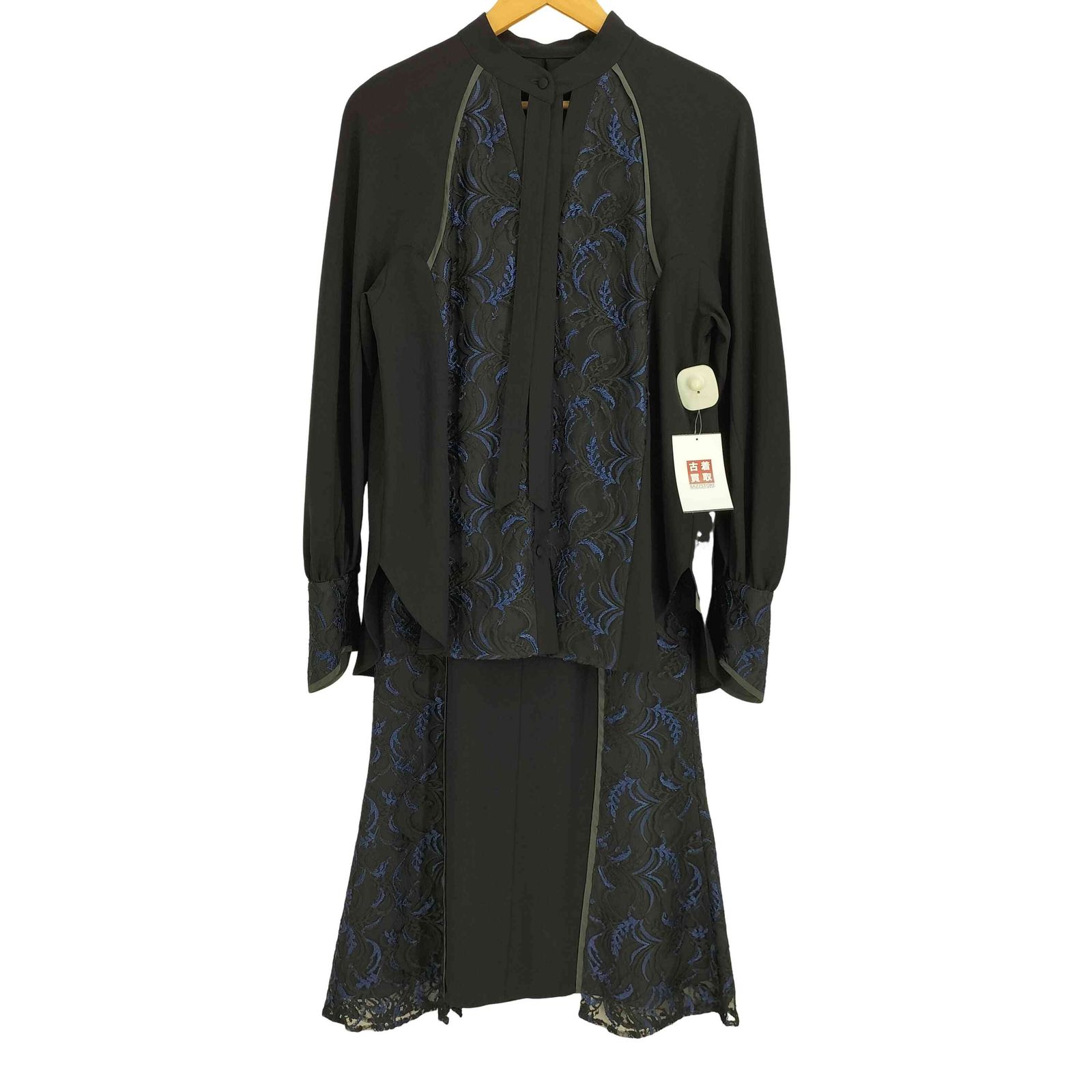 パブリックトウキョウ PUBLIC TOKYO エンブロイダリーレースジャガードボウタイブラウス スカートセットアップ レディース