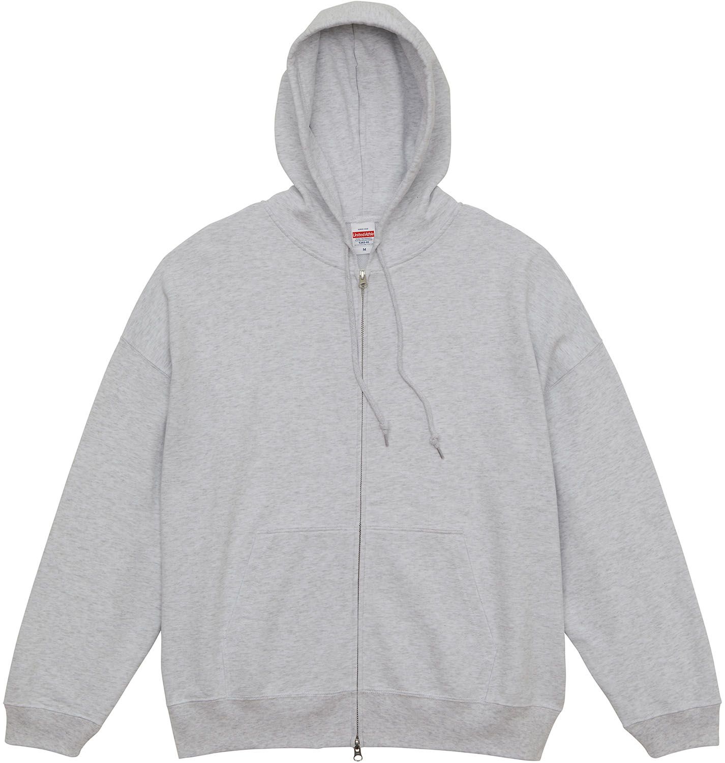 ユナイテッドアスレ UnitedAthle 10.0 オンス ビッグシルエット スウェット フルジップ パーカ 裏パイル 520301A 5 アッシュ