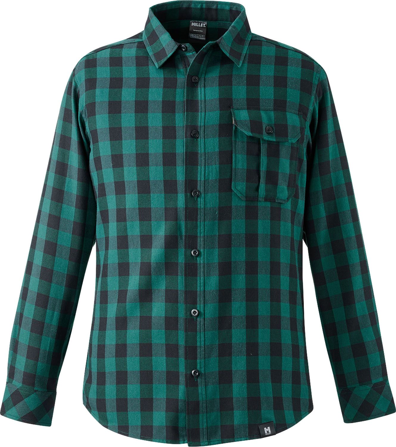 ミレー MILLET アウトドア THERMO CHECK SHIRT LS M 長袖シャツ ロングスリーブ トップス ウェア 保温性 速乾性 軽量性 秋 冬 フランネル 胸ポケット 登山 MIV03136 N4238 BOTTLE