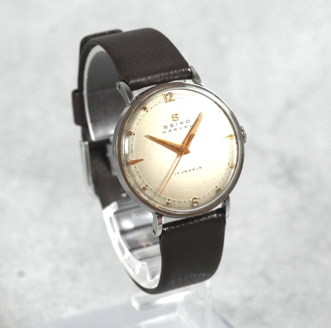 セイコー マーベル 17石 手巻き SEIKO MARVEL 17jewels Sマーク antique men s wacth SSケース メンズ 腕時計 アンティーク 稼働品
