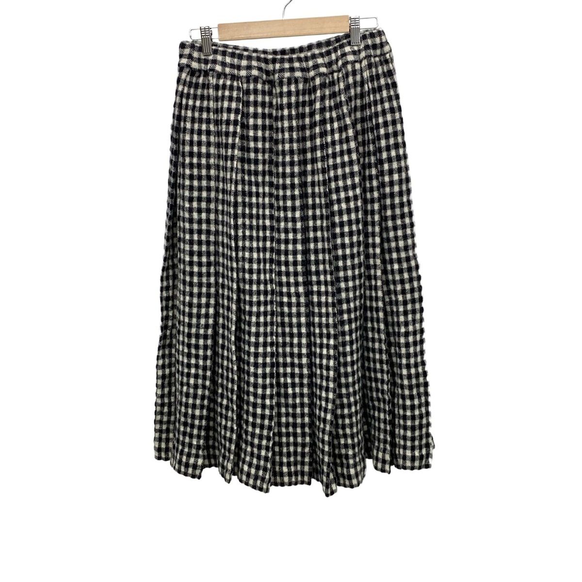BLACK COMMEdesGARCONS ブラックコムデギャルソン スカート サイズXS レディース - 1J-S006 白×黒 チェック柄 プリーツ ウール×ナイロン